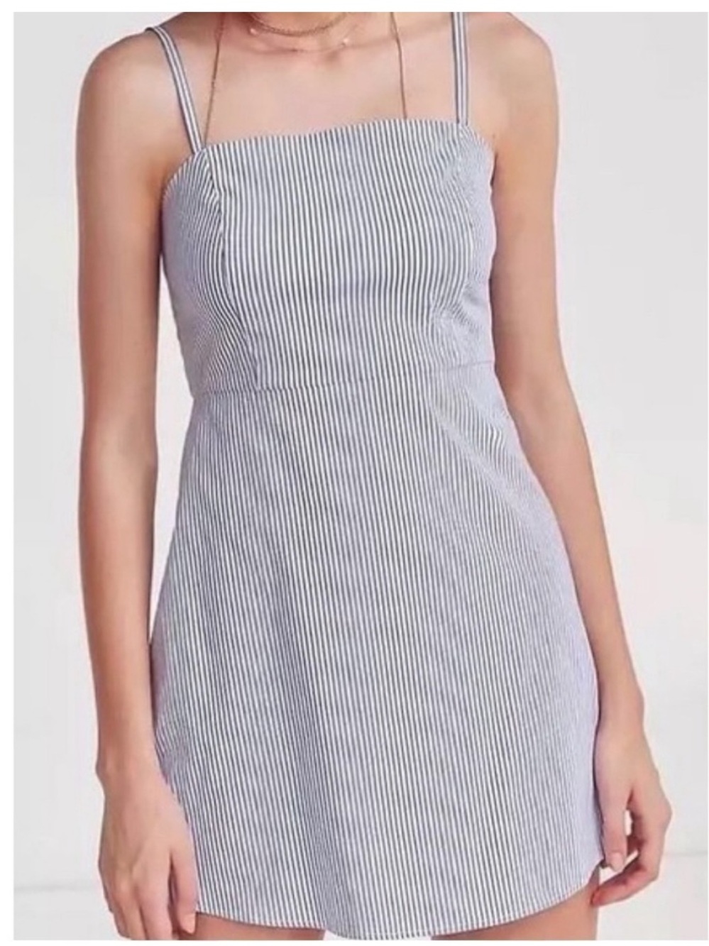 Brandy Melville Blue & White Pinstripe Adjustable Strap Mini Dress